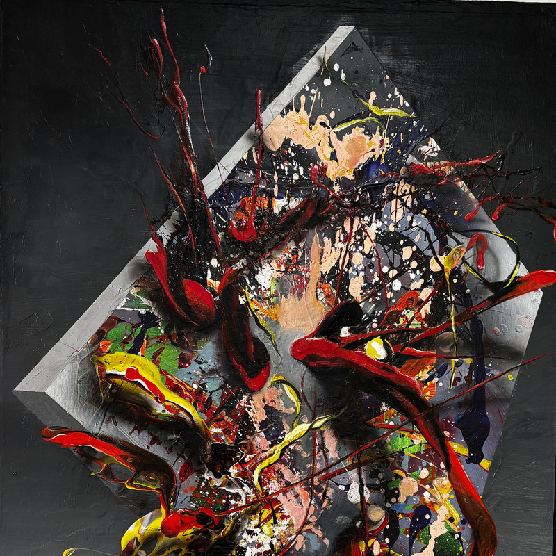 La bomba visual,  
Mixta sobre tabla,  
75x103 cm