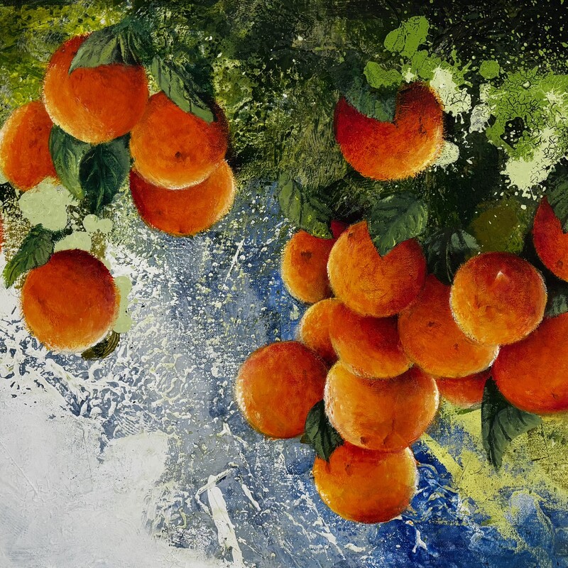 Naranjas,  
Mixta sobre lienzo,  
60x45 cm