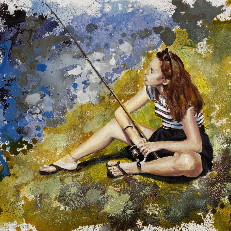 Pesca tranquila,
Mixta sobre tabla,
68x80 cm