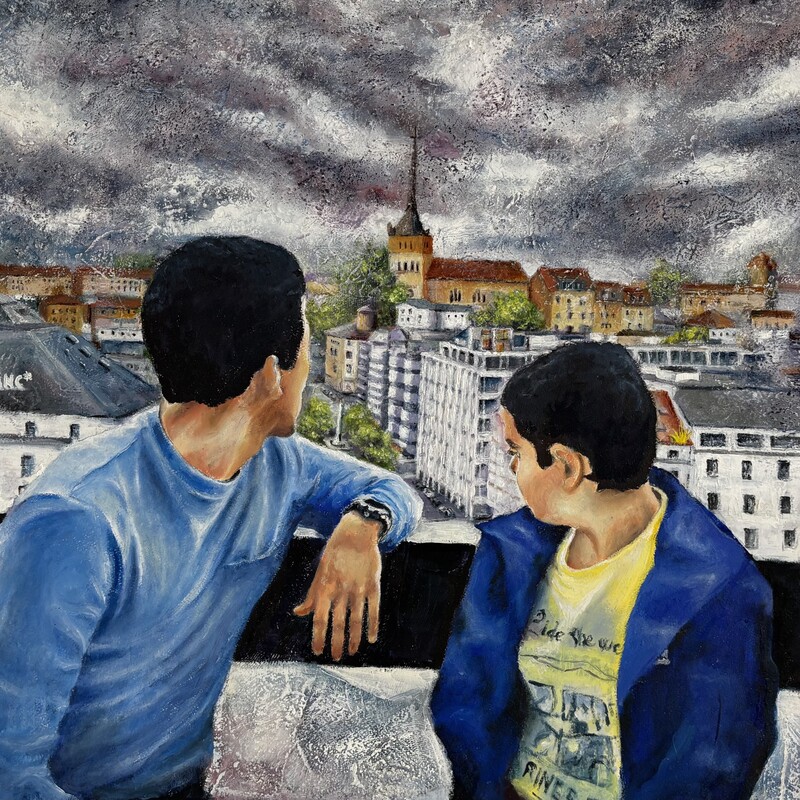 En Geneve,
Mixta sobre tabla,  
70x80  cm