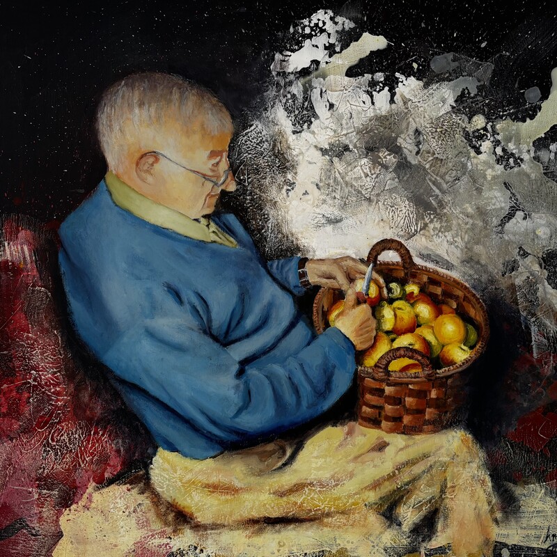 Mi padre,
Mixta sobre tabla,  
85x100 cm