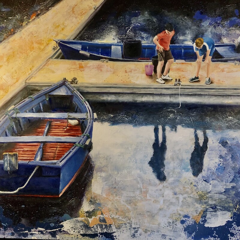 Puerto de Luarca 1,  
Mixta sobre tabla,  
113x150 cm