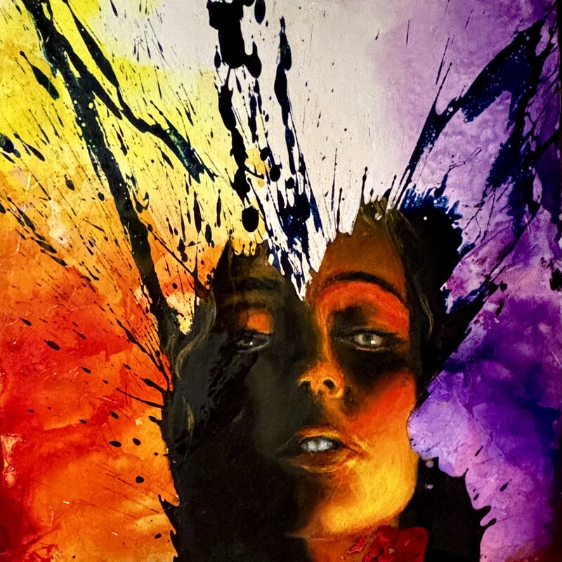 Una mirada,
Mixta sobre tabla,  
50x70 cm