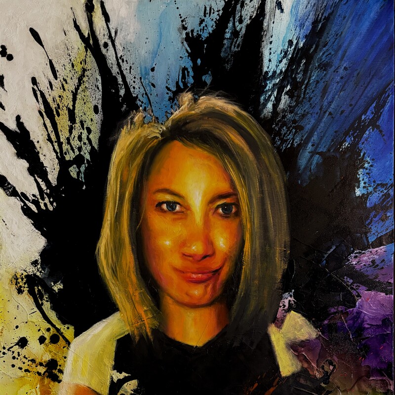 Retrato,  
Mixta sobre lienzo,
90x65 cm