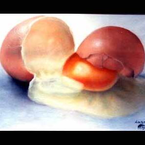 Huevo roto,
pastel sobre papel,
?