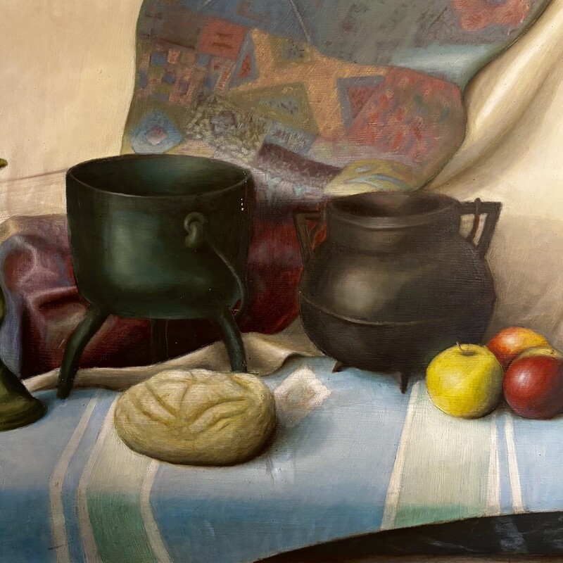 Bodegón con vela,
oleo sobre tabla.
?