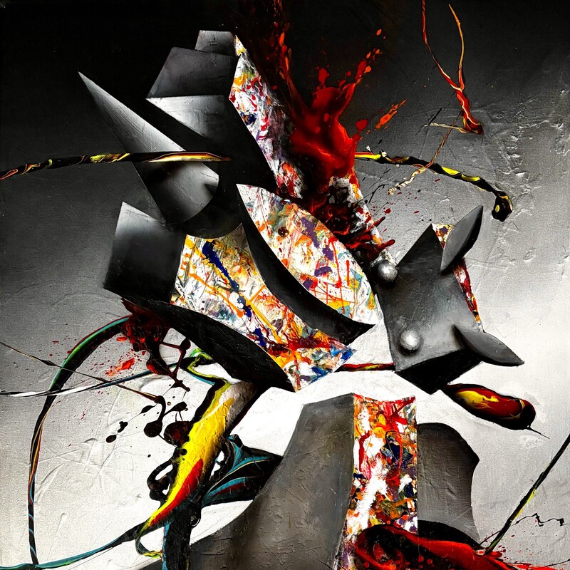 Ensayo Guernica 1,  
acrílico sobre lienzo,
     100x70  cm